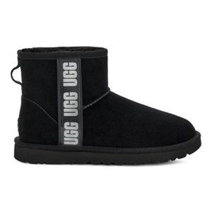 UGG Black Classic Mini Side Logo II Boot Women Size 8  (ship fast )